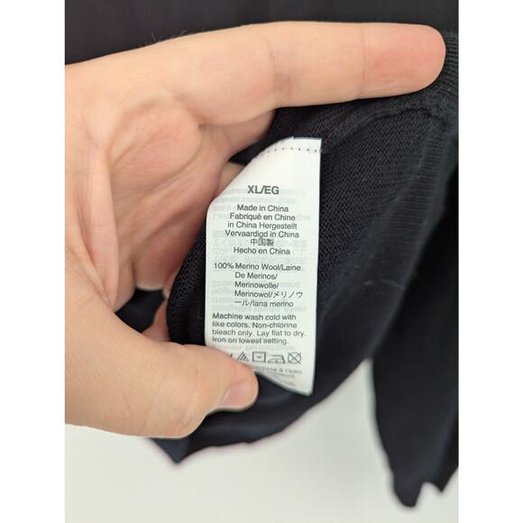 EUC 100% Merino Wool Black J. Crew Pullover Sweater Men's XL - Picture 4 of 4